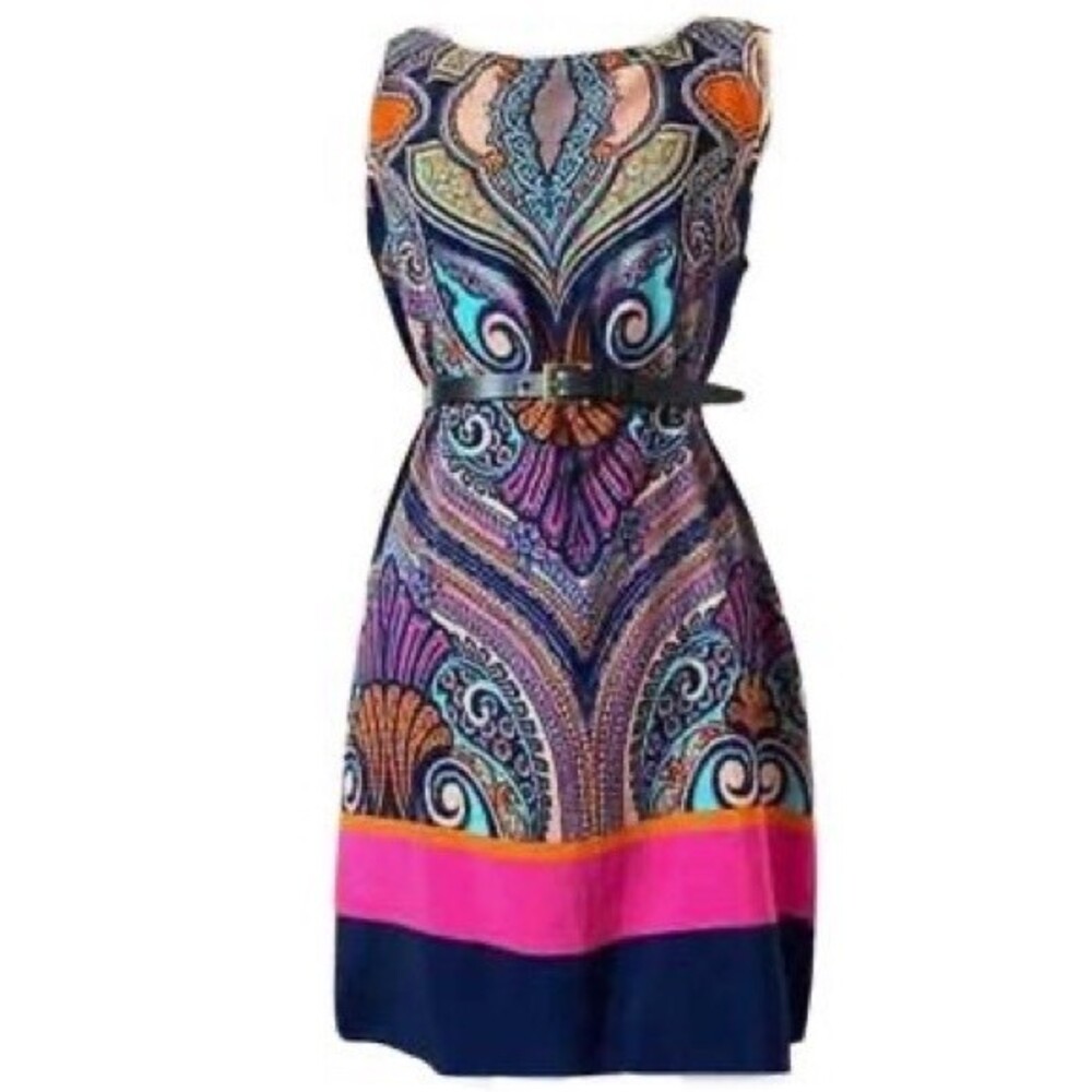 Renee C colorful sleeveless shift dress size small